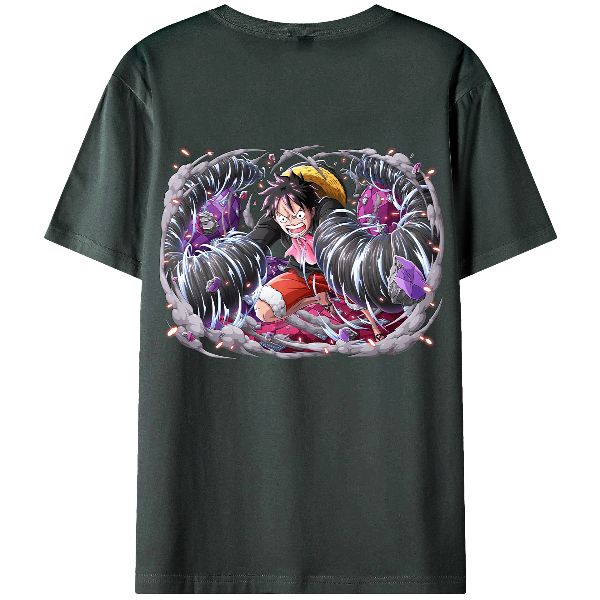 ワンピース モンキー・D・ルフィ ONE PIECE Monkey D. Luffy 綿100％ メンズ半袖Tシャツ（バックプリント） 通気性